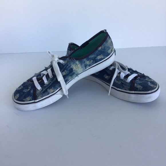 KEDS BLUE DISTRESSED SNEAKERS SIZE 7 - Picture 3 of 5
